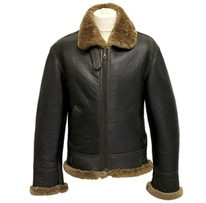 Chaqueta voladora bombardero de piel de oveja aviador B3 jengibre real para hombre - Imagen 1 de 5