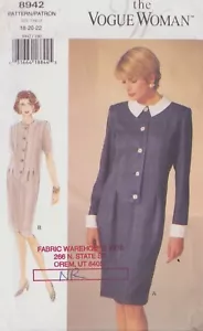 Vogue 8942 klassisches französisches Damenkleid Gr. 18-22 Nähen Handarbeit Muster OOP - Bild 1 von 2