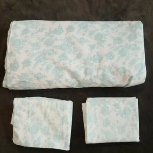 French Toile Effect Duvet Set Double Cover & Pillowcases 100% Cotton Blue White - Picture 1 of 12