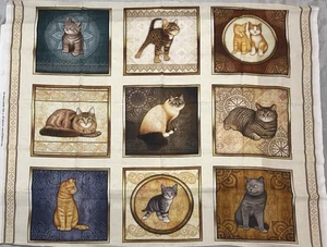 Dan Morris Design for QT Fabrics 2020 Cats Cotton 35 Inches x 43 Inches - Picture 1 of 11