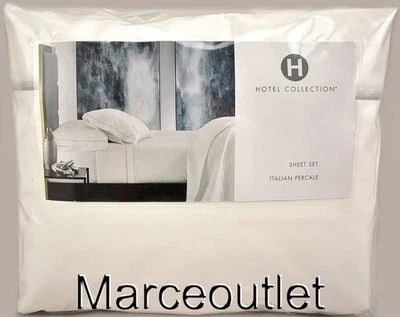 Hotel Collection Italian Percale 100% Cotton KING Sheet Set White - Silver - Image 1 of 4