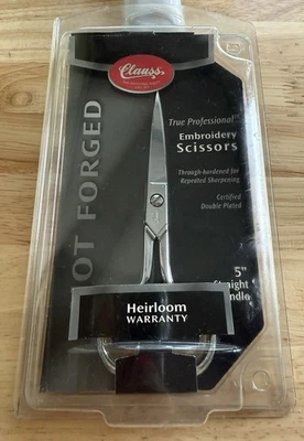 Clauss 385 Hot Forged True Professional Embroidery Scissors 5” Straight Handle - Image 1 of 4