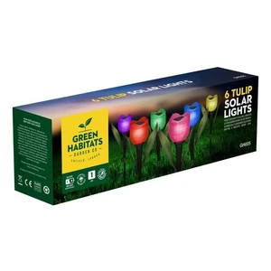 6 Garten Tulpe Blumenform LED solarbetriebene Leuchten Außen Hof Stehend Deko - Bild 1 von 5
