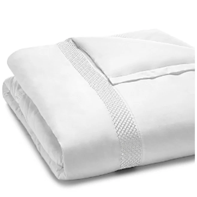 Hudson Park Collection 500TC Embroidered Geo Duvet Cover, Twin - Exclusive White