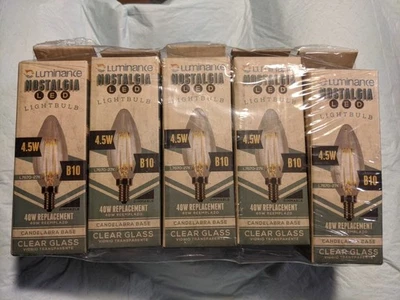 LED Candelabra Bulbs, 4.5 watt/40 watt Replacement B10 base 10 Pack, 2700K Color - Image 1 of 4