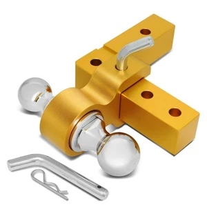 Aluminum Dual Ball 6" Drop/Rise Adjustable Trailer Tow Hitch 2" Receiver Gold - Picture 1 of 6