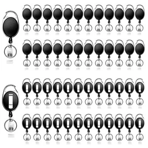 50 Packs Heave Duty Badge Reels Retractable with Carabiner Belt Clip and Key ... - Picture 1 of 6