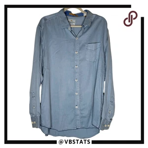 Camisa vaquera Tommy Bahama para hombre de mezcla de algodón manga larga con botones azul grande - Imagen 1 de 11