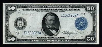 1914 $50 LARGE Size BETTER Richmond CRISP XF+/AU Federal Reserve Note! - Image 1 of 2