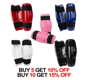 New Dipped Foam Sparring Shin Guards Pads Martial Arts Karate TKD Kickboxing MMA - Picture 1 of 7