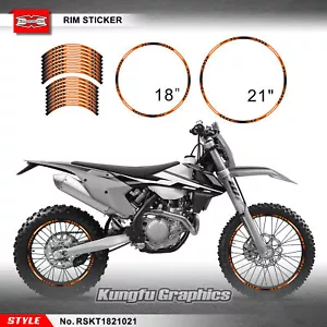 Custom Rim Tape 21 18 Inches Wheel Deco MX Graphics Sticker Self Adhesive Orange - Foto 1 di 19