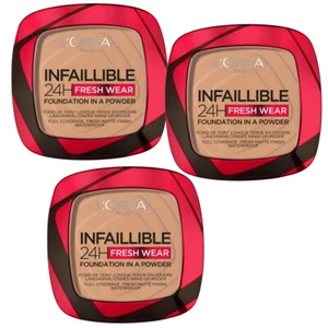 3x L'Oreal Paris Infallible 24 Hour Freshwear Foundation In A Powder 220 Sand - Picture 1 of 6