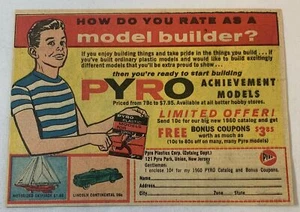 1960 PYRO model kits cartoon ad ~ Motorized Skipjack, Lincoln Continental - Picture 1 of 1