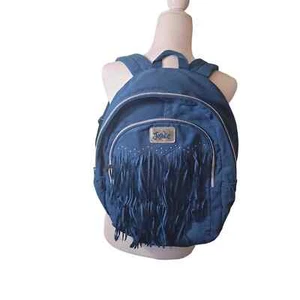 Justice Backpack Girls 17 in School Turquoise Faux Suede Fringe - Picture 1 of 7