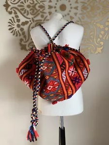 Ethnic Tribal Backpack Bag Beach Boho Quirky Festival Vintage Style 60s Aztec - Picture 1 of 14