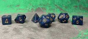 ¡Juego de 7 troqueles poliédricos Chessex opaco azul polvoriento con cobre #25426! - Imagen 1 de 1
