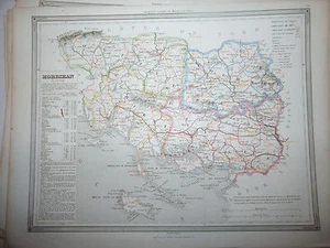 Auguste LOGEROT Mongeon XIX eme carte aquarellée Département MORBIHAN - Bild 1 von 1