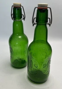 Bottles X 2 - Vintage Green Grolsch Swing Top Bottles - Picture 1 of 4