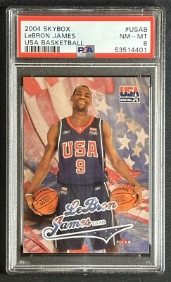 LeBRON JAMES 2004 SKYBOX Team USA Cavs Heat Lakers PSA 8 NM-MT - Image 1 of 2