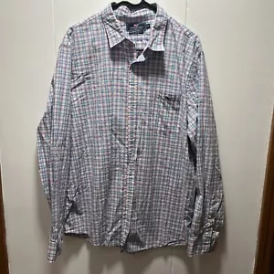 Vineyard Vines Men's Slim Tucker Shirt Size XL Blue Pink Gingham Check Logo - Picture 1 of 6
