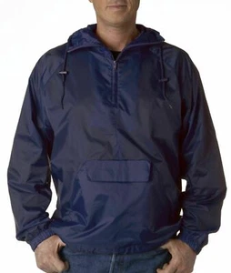 Men's Ultra Club 1/4 Zip Packaway Jacket Rain Nylon NEW Medium NAVY BLUE - Picture 1 of 9