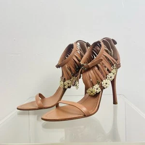 Alaia Paris Open Toe Absatz mit Blumen Fransen Verzierung Knöchel Gr. 38,5 oder 8 - Bild 1 von 8
