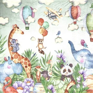 Serviettes en papier naissance garçon bébé animaux. Paper napkins birth boy baby - Imagen 1 de 1