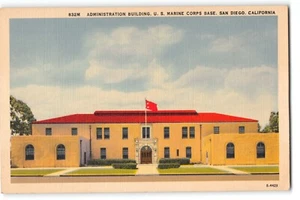 Edificio de administración de postales Base del Cuerpo de Marines de los Estados Unidos San Diego CA 1940s - Imagen 1 de 2