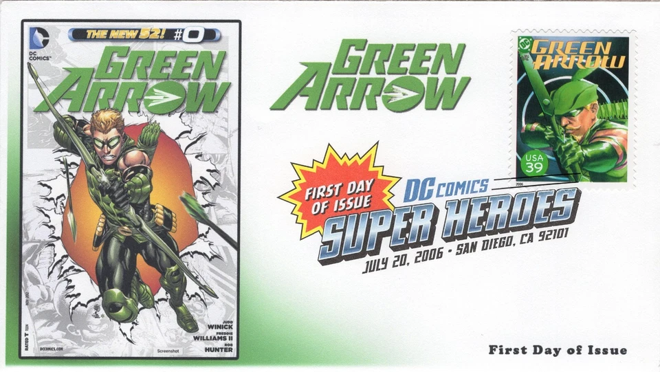 AO-4084n-1, 2006, DC Comics Super Heroes, Green Arrow Cover, FDC, Add-on Cachet. - Image 1 of 1