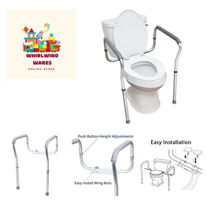 Toilet Safety Rails, Adjustable and Detachable Toilet Safety Frame with Handl... - Picture 1 of 9