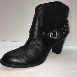 Simply Vera Wang schwarze Kunstleder-Stiefeletten Motorrad Westernstiefel Damen 10M - Bild 1 von 9