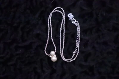 Auténtico collar Christian Dior tono plata estrás imitación perlas CD 3984M Foto 1 de 4