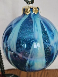 Beautiful Iridescent Blue, Glitter 12" Round Ball Ornament, Christmas, Holiday - Picture 1 of 7