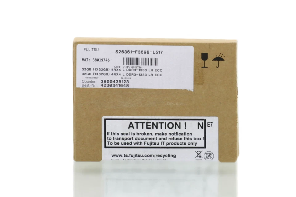 New - Fujitsu 32GB RAM PC3L-358428.4oz Reg / ECC 240pin - S26361-F3698-L517 - Image 1 of 1