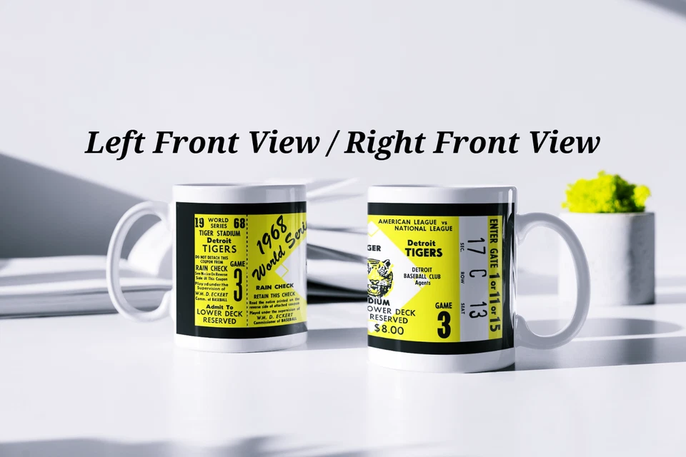 Taza de café impresa boleto completo juego Serie Mundial Detroit Tigers 1968 11 oz Foto 1 de 1