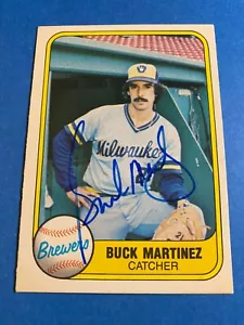 BUCK MARTINEZ 1981 FLEER #526 AUTO IP SIGNED BREWERS TORONTO BLUE JAYS ROYALS - Picture 1 of 2