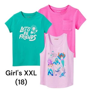 Girls Short Sleeve T Shirt Summer Tank Top 3 Pc Pink Mermaid Glitter XXL (18) - Picture 1 of 7