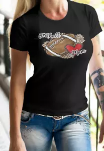 T-Shirt Football Mom süß Leopard Druck und Herz Design T-Shirt - Bild 1 von 24