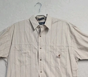 Ducks Unlimited Shirt Mens XL Outdoor Camp Casual Button Up Striped Shirt Read - Picture 1 of 6