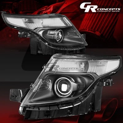 PAR DE FAROS PROYECTORES ESQUINEROS TRANSPARENTES NEGROS DIESTROS+DERECHOS PARA FORD EXPLORER 2011-2015 Foto 1 de 4