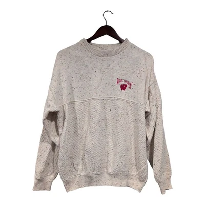 Suéter de Colección Lee Sport Para Mujer Crema Moteado Wisconsin Badgers Cuello Redondo Talla L Foto 1 de 4