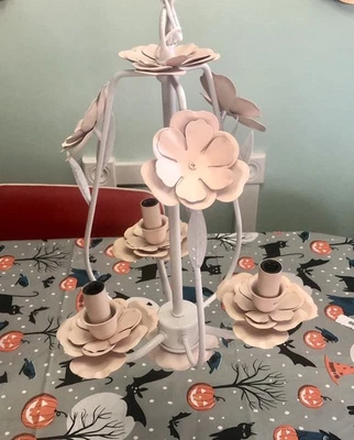 Simply Shabby Chic Metal Chandelier Floral Tole Pink White Flower Target 2006 - Image 1 of 4