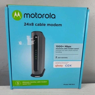 New Sealed Motorola Cable Modem 24x8 DOCSIS 3.0 Model MB7621 - Image 1 of 4