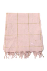 Burberrys Womens Cashmere Plaid Fringe Trim Scarf Pink Brown - Picture 1 of 13