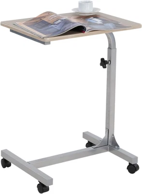 Tavolino Da Letto Con 4 Ruote Comodino Altezza Regolabile Tavolo Da Caffè Carrel - Immagine 1 di 4