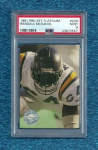 1991 PRO SET PLATINUM #226 RANDALL McDANIEL PSA 9 MINT POP 1 HOF VIKINGS - Picture 1 of 1