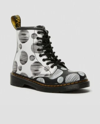 Dr. Martens 1460 T Toddler Black White Polka Dot Kids Ankle Boots Sz 2 - Image 1 of 4