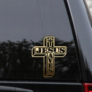 Jesus Saves Cross 3D Christian Vinyl Decal Sticker - Picture 1 of 2