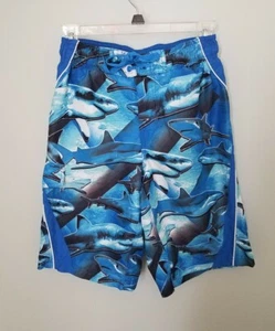 Bañador corto Hang Ten para niños talla grande playa verano tiburones azul - Imagen 1 de 6