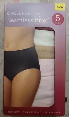 Paquete de 5 calzoncillos sin costuras para mujer Carole Hochman cobertura completa, multicolor, talla S Foto 1 de 2